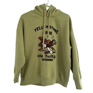 Aimee WQ Yellowstone National Wyoming Retro Unisex Green Hoodie Embroidered Duck